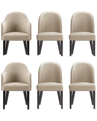 Manhattan Comfort 6pc Hillman Leatherette & Velvet Dining Chair & Arm Chair Set