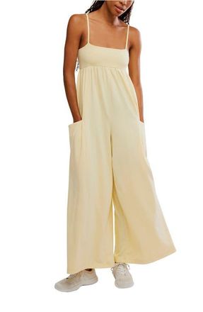 Free People FP Movement Hot Shot Strappy Stretch Cotton Jumpsuit in Sunlit Yellow at Nordstrom, Size X-Large