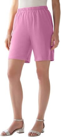 Roaman's Plus Size Soft Knit Pull On Short in Mauve Orchid at Nordstrom, Size Small