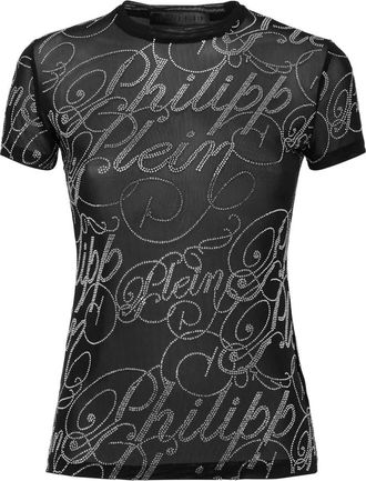 Philipp Plein T-Shirt Pure Signature - Dames - T-shirts - Zwart - S - Polyester - Tops