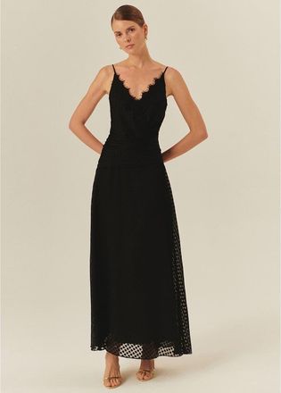 Exquise Emely Sleeveless Polka Dot Maxi Dress in Black at Nordstrom, Size X-Large