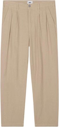 Obey Heren, Broeken, Wit, Maat: W34 Linnen