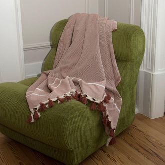 Febronie Manta plaid algod&oacute;n rojo tejas 160x250