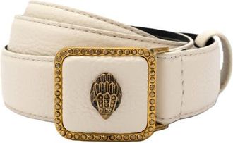 Kurt Geiger Crystal Eagle Buckle Leather Belt in White at Nordstrom, Size X-Small