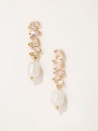 Fat Face FatFace Gold Tone Faux Pearl Party Earrings