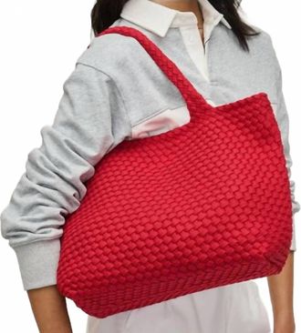 Sol and Selene Skys The Limit - Medium Laced Up Eco-Edition Tote In Red