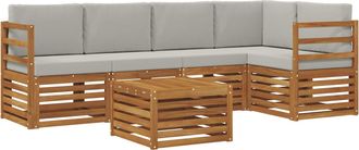 vidaXL Conjunto De Sof&aacute;s De Exterior 6 Uds. Gris Natural Y Claro Vidaxl