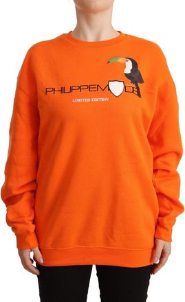Philippe Model Orange Printed Long Sleeves Pullover Womens Sweater