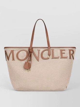 Moncler leather trim beach tote bag perforated