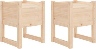 vidaXL Jardinera 2 Unidades Madera Maciza De Pino 40x40x52,5 Cm Vidaxl