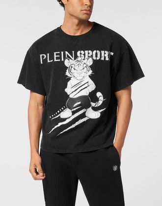 Plein Sport Washed Fleece T-Shirt Scratch Tiger Men in Black at Nordstrom, Size Xxx-Large Eu