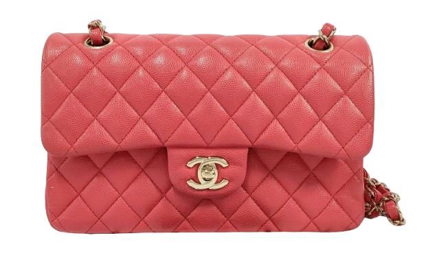 Pink Caviar Small Double Quilted Flap Bag