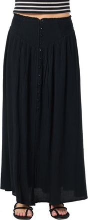 O'Neill Tryston Button Front Midi Skirt in Black at Nordstrom, Size Xx-Large
