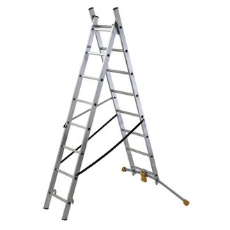 Hailo 1412-801-escalera Combinada De 2 Tramos Con Estabilizador Curvo Hobbylot (2x9)