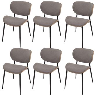 Hhg Hhg - Juego De 6 Sillas De Comedor 236, Tejido De Madera Curvada (370 G/m&sup2;) Con Certificado Oeko-tex Mvg, Natural, Gris Claro