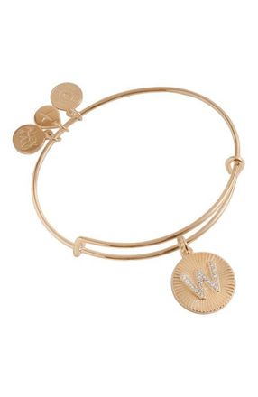 Alex and Ani Pave Starburst Texture Initial Bangle Bracelet in Gold - W at Nordstrom