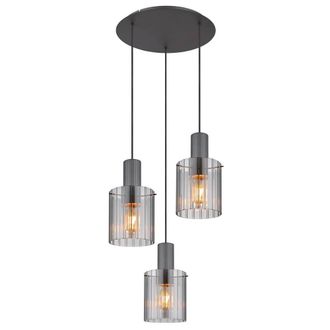 Netlighting Tulivar Cluster Pendant Grey Smoke Glass Shade 3x E27