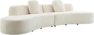 Sweeek Sof&aacute; modular en borreguito de 5 plazas, crema