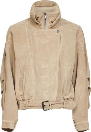 Blanca Vita Light Leather Jacket - Dames - Leren en Su&egrave;de Jassen - Beige - M - Leer - Jassen
