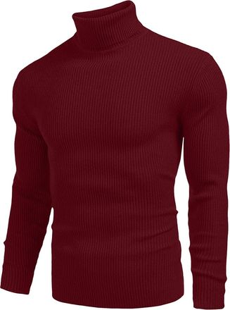 Generic QIFLY Mens Thick Warm Cotton Regular Fit Roll Polo Turtle Neck Jumper Pullover Top Mens Turtleneck Jumpers Men Jumper for Winter Turtleneck Slim Fit P
