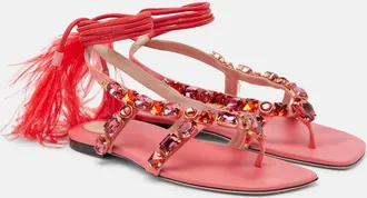 Valentino Garavani Embellished suede thong sandals