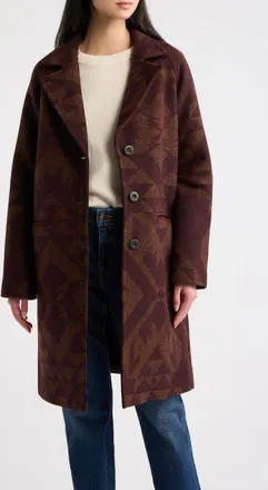 Pendleton Jacquard Wool Overcoat in Echo Bay Brown at Nordstrom, Size X-Large
