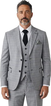TruClothing Mens Grey Grey Check 3 Piece Tailored Fit Suit - IM53