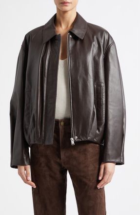 Arma Melis Leather Bomber Jacket in Coffee Bean at Nordstrom, Size 38