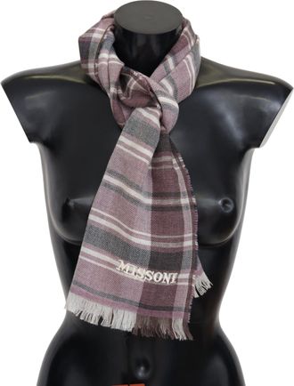 Missoni Elegant Wool Scarf with Logo Mens Embroidery