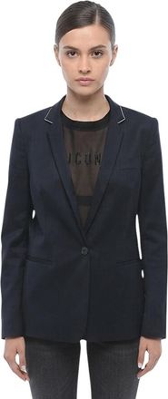 Stella McCartney Blue Solid Notched Lapel Blazer