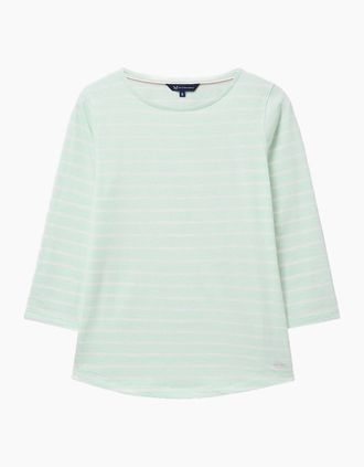 Crew Clothing Womens Crew Clothing Womens Essential Breton Long Sleeve T-Shirt - Aqua White - Size: 18