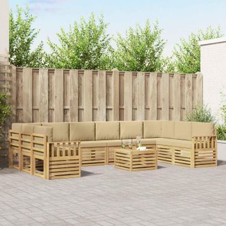 vidaXL Vidaxl Set Di Divani Da Esterno 8 Pz Bianco E Beige Poliestere