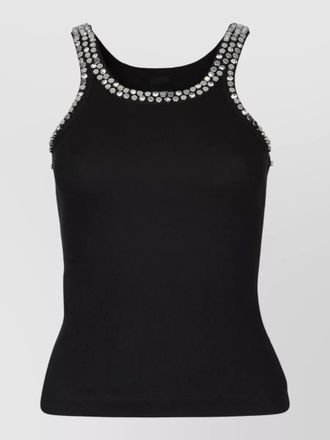 Pinko crystal embellished ribbed tank top