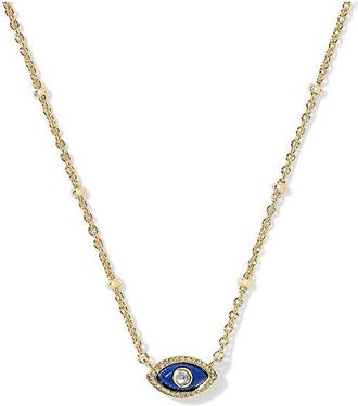 Kendra Scott Mini Eye Short Pendant Womens Necklace Womens Necklace Gold Dark Blue Magnesite, Brass