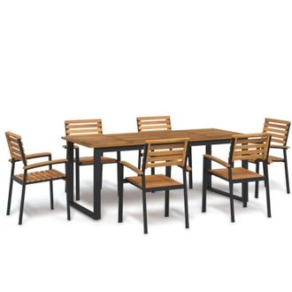 vidaXL Juego De Comedor De Jard&iacute;n 7 Pzas Madera Maciza Acacia Y Metal Vidaxl