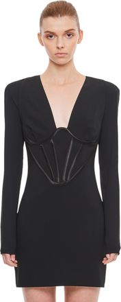 Versace Bodycon Corset-Inspired Mini Dress with Deep V Neckline