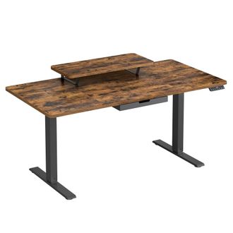 Vasagle Escritorio el&eacute;ctrico ajustable con soporte de color marr&oacute;n r&uacute;stico