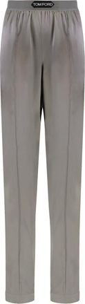 Tom Ford Broeken, Dames, Grijs, M, Zijden broek met achterzakken