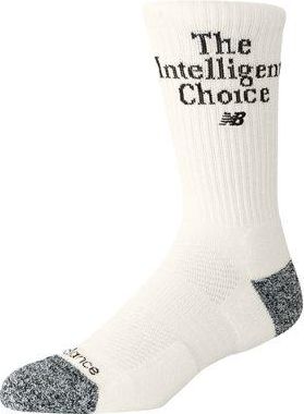 New Balance Unisex Active Premium Graphic Crew Socks 1 Pair in White/Black Polyester, size X-Large