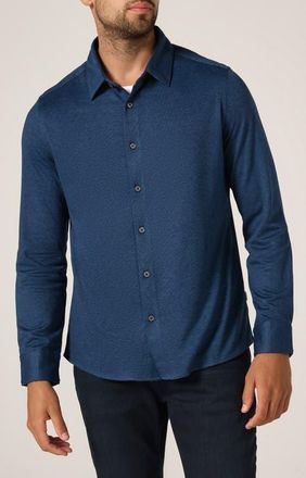 7 Diamonds Bowery Texture Knit Button-Up Shirt in Navy at Nordstrom, Size Xx-Large