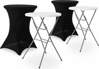 Sweeek Mesa alta plegable con funda protectora para eventos, set de 2, negro