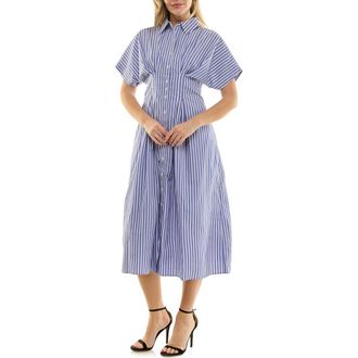 Nicole Miller Striped Shirtdress in Blue /White at Nordstrom Rack, Size 12