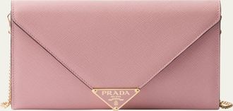 Prada Mini Envelope Flap Saffiano Leather Wallet on Chain
