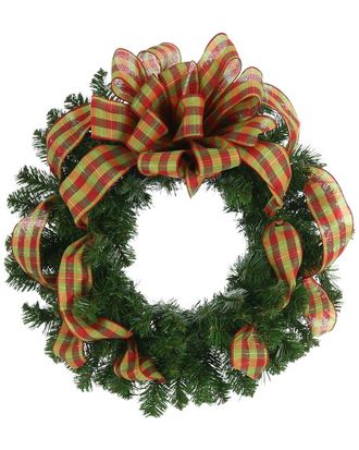 Creative Displays Inc. 26In Holiday Wreath With Red And Green Plaid Bow