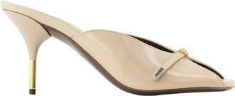 Versace Schoenen, Dames, Beige, 40 EU, Leer, Nyx 80 Leren Mules
