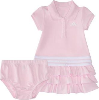 adidas Ruffle Polo Dress & Bloomers Set in Clear Pink at Nordstrom, Size 24M