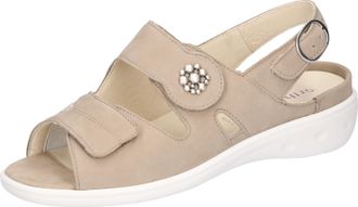 Waldl&auml;ufer Riemchensandale WALDL&Auml;UFER Kara-Soft, Damen, Gr. 7 (40,5), beige (hellbeige), Nubukleder, Textil, Schuhe Riemchensandale, Sommerschuh, Sandalette, Kei