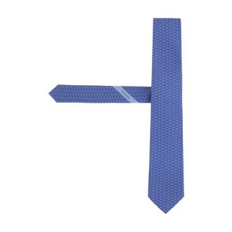 Ferragamo Silk Tie with Patterned Design - male - Ferragamo - Ties - Blue - ONE SIZE - Accessories