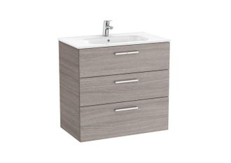Roca Conjunto Victoria Base+lavabo 800 Roble City Texturizado 3 Cajones