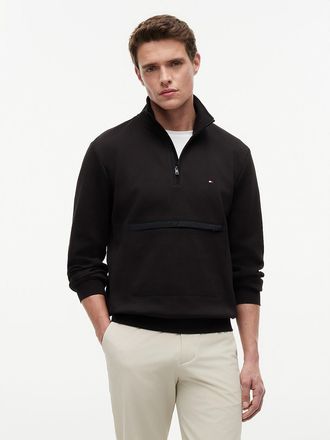 Tommy Hilfiger Mens TH Performance Quarter-Zip Sweatshirt - Black - XL